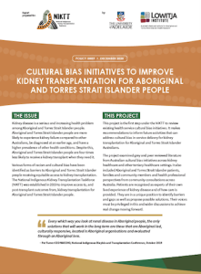 Cultural Bias Initiatives to Improve Kidney Transplantation For Aboriginal and Torres Strait Islander People
