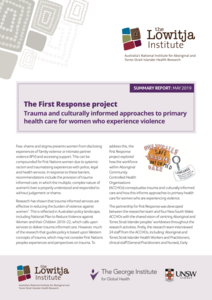 The First Response project: Trauma and culturally informed approaches to primary health care for women who experience violence