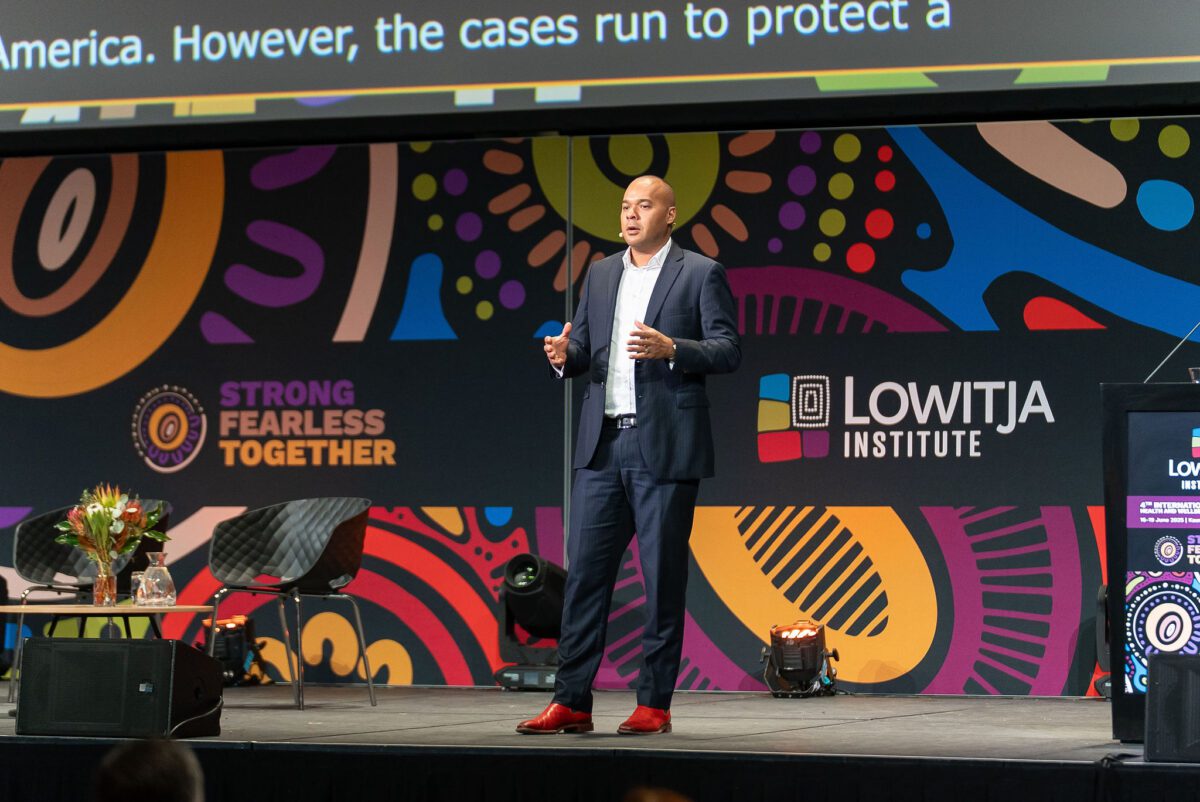 Joshua Creamer speaking at Lowitja Conference 2025